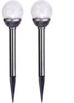 Best Season LED-Solar-St&auml;be mit Kugel, 2er Set silber, ca.29x8 2x1 cool white LED,