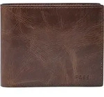 FOSSIL Leder Geldb&ouml;rse Derrick RFID Large Coin Pocket Bifold Dark Brown braun -