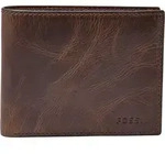 FOSSIL Geldb&ouml;rse Derrick Bifold With Flip ID Dark Brown braun - Braun