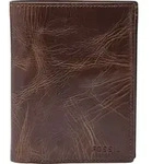 FOSSIL Leder Geldb&ouml;rse Derrick International Combi Dark Brown braun - Braun