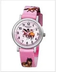Regent 12400223 &ndash; Armbanduhr, Armband aus Stoff Farbe Pink - Silber