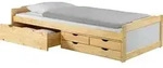Bett mit Stauraum ANDREA Kiefer massiv weiss/natur 90x200 cm, G&auml;stebett Tagesbett, 4