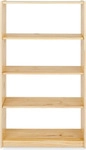 Standregal mit 5 B&ouml;den, praktisches B&uuml;cherregal aus massiver Kiefer in natur,
