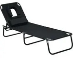 Outsunny Sonnenliege Gartenliege Relaxliege Kissen mit Gesichtsloch Schwarz - Schwarz