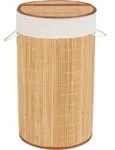 WENKO W&auml;sche Truhe BAMBOO 55 L Korb Sammler Box Tonne Deckel Bambus Natur Bad...