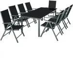 tectake&reg; Aluminium Sitzgruppe 8+1 - Dunkelgrau