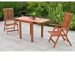 Merxx Gartenm&ouml;bel Set Vitoria 3tlg., 2 Klappsessel, 1 Ausziehtisch 65 (130) x 70 cm