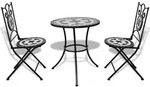 vidaXL 3-tlg. Bistro-Set Keramik Schwarz und Wei&szlig; - Schwarz
