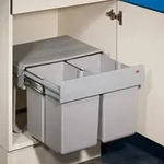 Wesco Double Shorty 1. Abfallsammler, alu grau. - M&uuml;lleimer