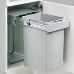 Naber Single 30 DT. Abfallsammler, alu grau (26 Liter), H&ouml;he 470. - M&uuml;lleimer -