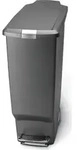 simplehuman 40 Liter schmal Treteimer, grauer Kunststoff - 16,5x16,5x28 cm; CW1363 -