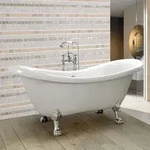 HOME DELUXE - freistehende Badewanne FAMA Wei&szlig; Wanne Design Badewanne mit F&uuml;&szlig;en -