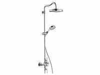 hansgrohe Showerpipe AXOR MONTREUX DN 15, mit Thermostat und 1jet Kopfbrause brushed
