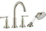 4-Loch Wannenrandarmatur AXOR MONTREUX DN 15, mit Hebelgriffen brushed nickel brushed