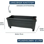 KHW Pflanzkasten "Calypso" aus Kunststoff auf Rollen mit Bew&auml;sserungssystem; Ma&szlig;e