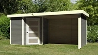 Karibu 77745, Karibu Gartenhaus Ger&auml;tehaus Schwandorf 3 im Set mit Anbaudach 2,80 m
