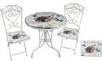Bistro-Set, FLORAL 3-tlg. - Wei&szlig;