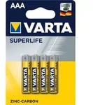 Varta SUPER HEAVY DUTY, Zink-Kohle Batterie, AAA, Micro, R03, 4er Pack,