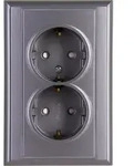 Kopp Schutzkontakt-Steckdose 2-fach MALTA silber-anthrazit, 927615084 - Grau