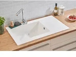 Respekta Denver Mineralitesp&uuml;le 1 Becken 86 x 50 cm Wei&szlig; f&uuml;r Unterschr&auml;nke ab 60
