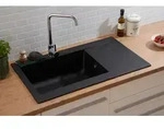 respekta Mineralite Einbausp&uuml;le 1 Becken Denver 86 x 50 cm - Schwarz