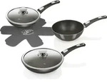 Genius Bonafit Pfannen-Set &Oslash; 28, 24, 20 cm inkl. Glasdeckel 7 Teile