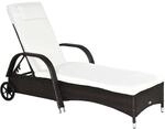 Outsunny Gartenliege Sonnenliege Rattanliege Gartenm&ouml;bel Liege mobil mit Kissen,