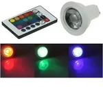 LED Strahler GU10 RGB mit Fernbedienung 3W Abstrahlwinkel 170&deg;