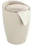 WENKO Hocker Mod. Candy Beige Leinenoptik, mit W&auml;schesack, mit abnehmbarem