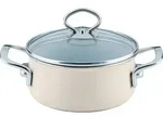 Riess Kasserolle mit Glasdeckel &Oslash;16cm 1,3L Avorio Emaille - Beige
