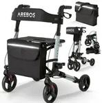 AREBOS Leichtgewicht Rollator Aluminium | Faltbarer Reiserollator 6-fach