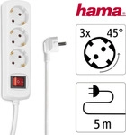 Hama Steckdosenleiste 3-fach, mit Schalter, 5 m, Wei&szlig; - Wei&szlig;