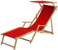 Relaxliege rot Gartenliege Strandliege Fu&szlig;teil Sonnendach Tisch Gartenm&ouml;bel 10-308
