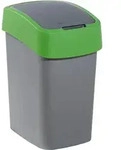 Cuver Abfallbeh&auml;lter, M&uuml;lltrennung, mit Deckel, grau, gr&uuml;ner Rahmen, 25L, Flip Bin