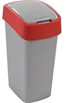 Curver Flipbin Abfalleimer 45 L - Rot 02172-547 - Rot/Silber/Grau