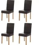 4er-Set Esszimmerstuhl Stuhl K&uuml;chenstuhl Littau - Kunstleder, braun helle...