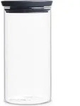 Brabantia Stapelbarer Glasbeh&auml;lter mit Deckel Dunkelgrau, Vorratsglas,