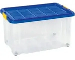 Rival Eurobox 60x40x30cm mit R&auml;der und Deckel, Aufbewahrungsbox, Blau, Transparent,