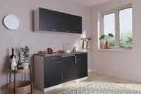 K&uuml;che Minik&uuml;che Singlek&uuml;che K&uuml;chenzeile Pantry Wei&szlig; Schwarz Luis 150 cm, mit