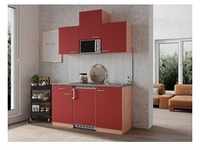 Küche Miniküche Singleküche Küchenzeile Einbau Buche Rot Gerda 150 cm Respekta