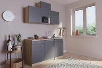 K&uuml;che Minik&uuml;che Singlek&uuml;che K&uuml;chenzeile Pantry Eiche Grau Luis 150 cm, mit