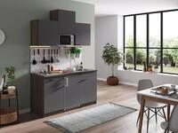 K&uuml;che K&uuml;chenzeile Singlek&uuml;che Eiche York Grau Oliver 150 cm, mit Duo-Kochmulde und