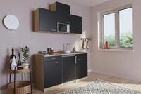 K&uuml;che Minik&uuml;che Singlek&uuml;che K&uuml;chenzeile Pantry Eiche Schwarz Luis 150 cm Respekt,