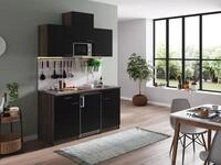 K&uuml;che K&uuml;chenzeile Singlek&uuml;che Eiche York Schwarz Oliver 150 cm, mit Duo-Kochmulde