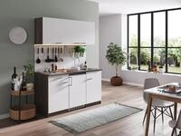 K&uuml;che K&uuml;chenzeile Singlek&uuml;che Eiche York Wei&szlig; Oliver 150 cm, mit Duo-Kochmulde,