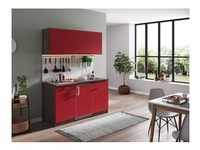 Küche Küchenzeile Singleküche Eiche York Rot Oliver 150 cm Respekta