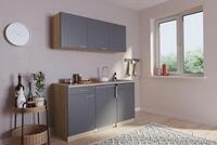K&uuml;che Minik&uuml;che Singlek&uuml;che K&uuml;chenzeile Pantry Eiche Grau Luis 150 cm, mit