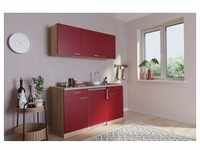 Küche Miniküche Singleküche Küchenzeile Pantry Eiche Rot Luis 150 cm...