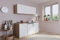 K&uuml;che Minik&uuml;che Singlek&uuml;che K&uuml;chenzeile Pantry Eiche Wei&szlig; Luis 150 cm, mit