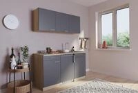 K&uuml;che Minik&uuml;che Singlek&uuml;che K&uuml;chenzeile Pantry Eiche Grau Luis 150 cm, mit